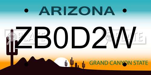 ZB0D2W Arizona License Plate