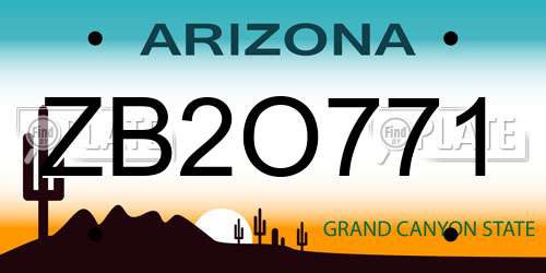 ZB2O771 Arizona License Plate
