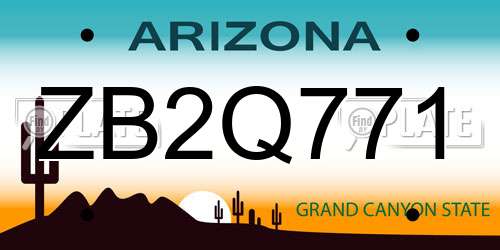 ZB2Q771 Arizona License Plate