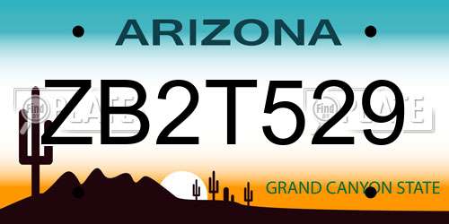 ZB2T529 Arizona License Plate