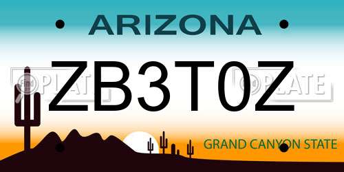 ZB3T0Z Arizona License Plate