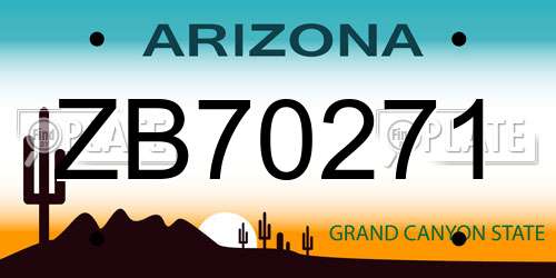 ZB70271 Arizona License Plate