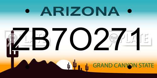 ZB7O271 Arizona License Plate