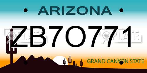 ZB7O771 Arizona License Plate