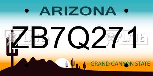 ZB7Q271 Arizona License Plate
