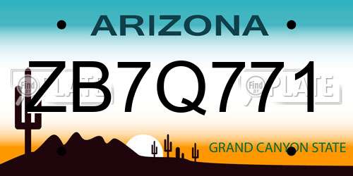 ZB7Q771 Arizona License Plate