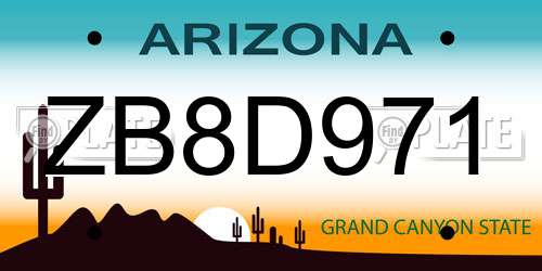 ZB8D971 Arizona License Plate