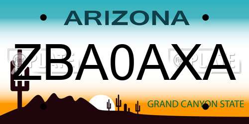 ZBA0AXA Arizona License Plate