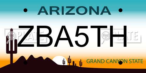 ZBA5TH Arizona License Plate