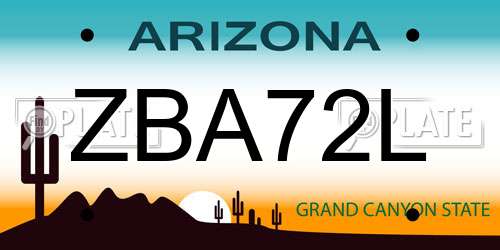 ZBA72L Arizona License Plate