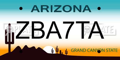 ZBA7TA Arizona License Plate
