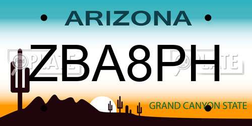 ZBA8PH Arizona License Plate