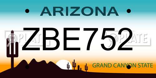 ZBE752 Arizona License Plate