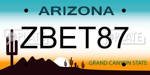 ZBET87 Arizona License Plate