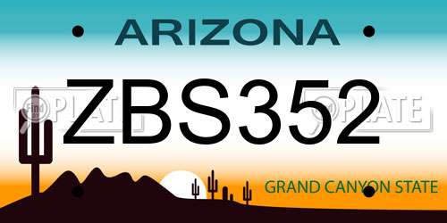 ZBS352 Arizona License Plate