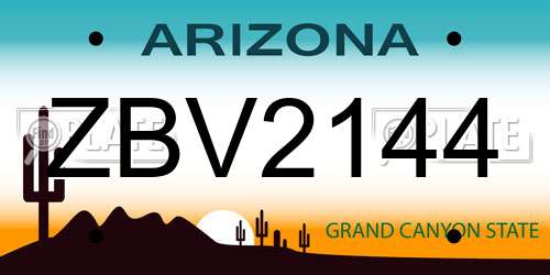 ZBV2144 Arizona License Plate