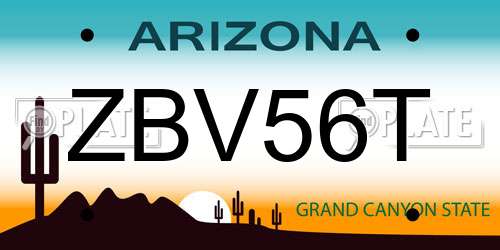 ZBV56T Arizona License Plate
