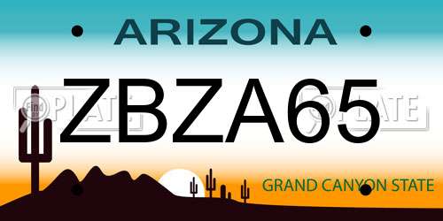 ZBZA65 Arizona License Plate