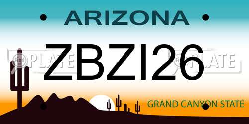 ZBZI26 Arizona License Plate