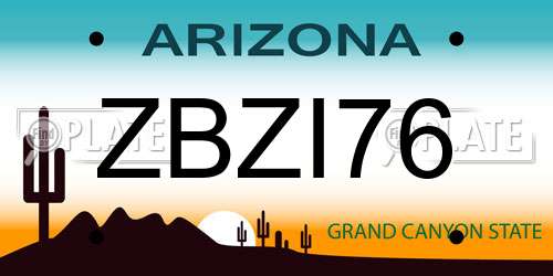 ZBZI76 Arizona License Plate