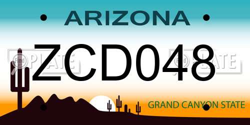 ZCD048 Arizona License Plate