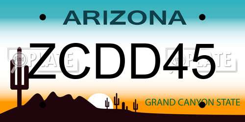ZCDD45 Arizona License Plate