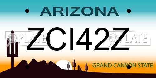 ZCI42Z Arizona License Plate