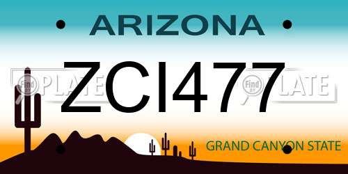 ZCI477 Arizona License Plate