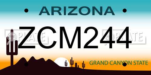 ZCM244 Arizona License Plate