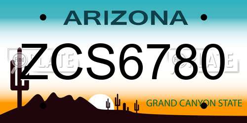 ZCS6780 Arizona License Plate