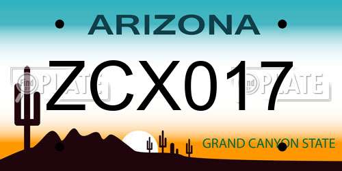 ZCX017 Arizona License Plate