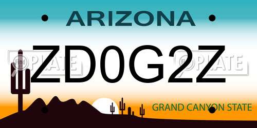 ZD0G2Z Arizona License Plate