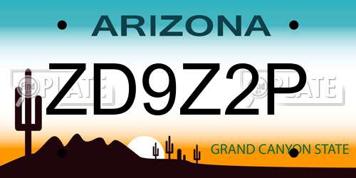 ZD9Z2P Arizona License Plate