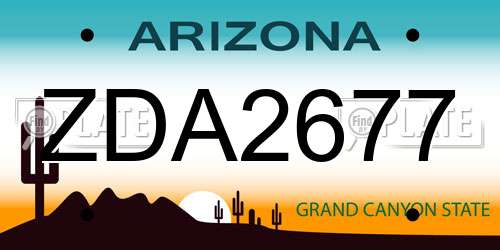 ZDA2677 Arizona License Plate