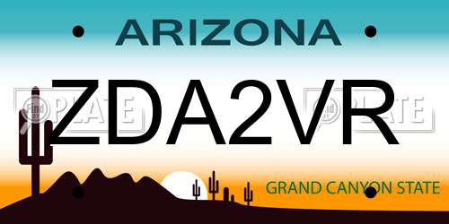 ZDA2VR Arizona License Plate