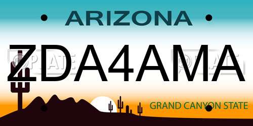ZDA4AMA Arizona License Plate