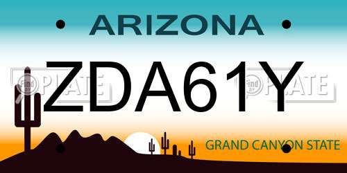 ZDA61Y Arizona License Plate