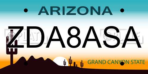 ZDA8ASA Arizona License Plate