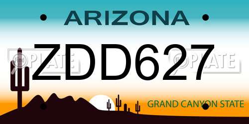 ZDD627 Arizona License Plate