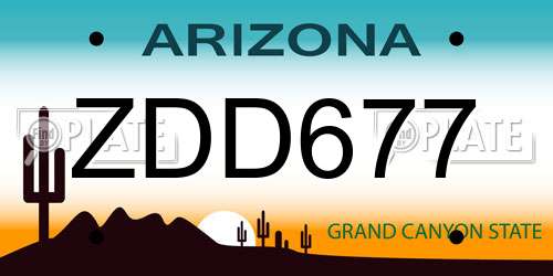 ZDD677 Arizona License Plate