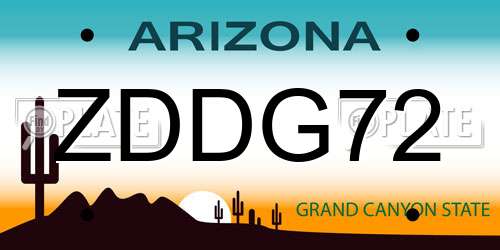 ZDDG72 Arizona License Plate