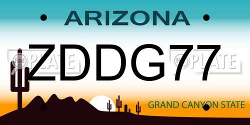 ZDDG77 Arizona License Plate