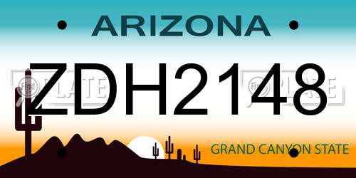 ZDH2148 Arizona License Plate