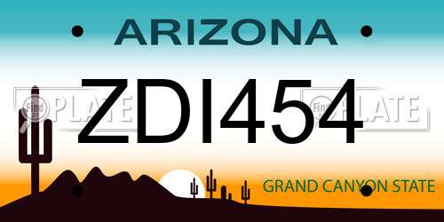 ZDI454 Arizona License Plate
