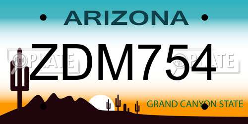 ZDM754 Arizona License Plate