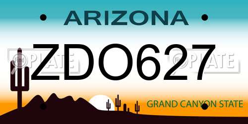 ZDO627 Arizona License Plate