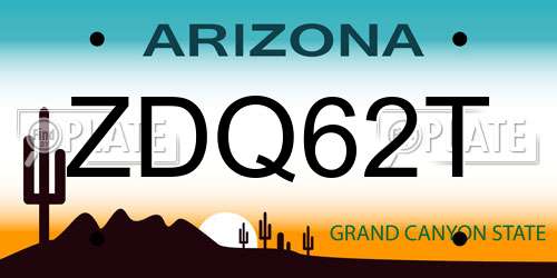 ZDQ62T Arizona License Plate