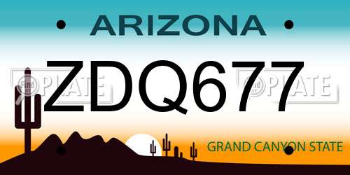 ZDQ677 Arizona License Plate
