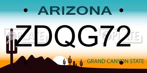 ZDQG72 Arizona License Plate