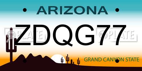 ZDQG77 Arizona License Plate